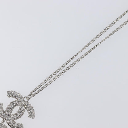 Chanel CC Ball Drop Pendant Metal with Crystals, Silver, Metal, Necklace