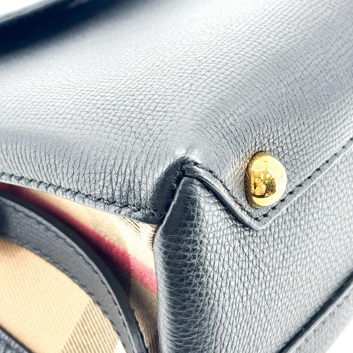 Burberry Camberley Top Handle Leather, Black, Leather, Handbag