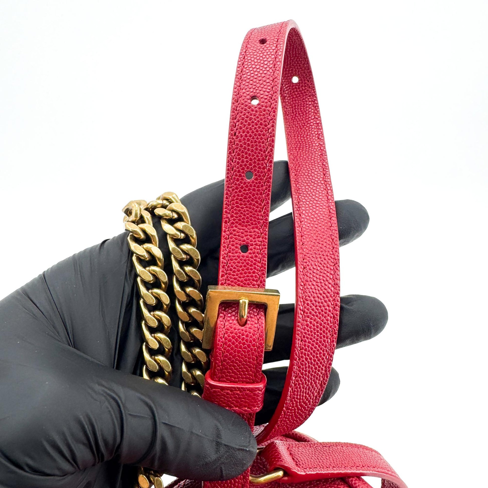 Saint Laurent 80's Vanity Quilted Leather, Red, Leather, Handbag