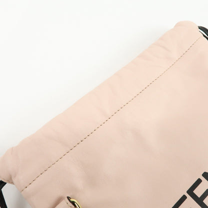 Fendi Logo Drawstring Leather, Pink, Leather, Handbag