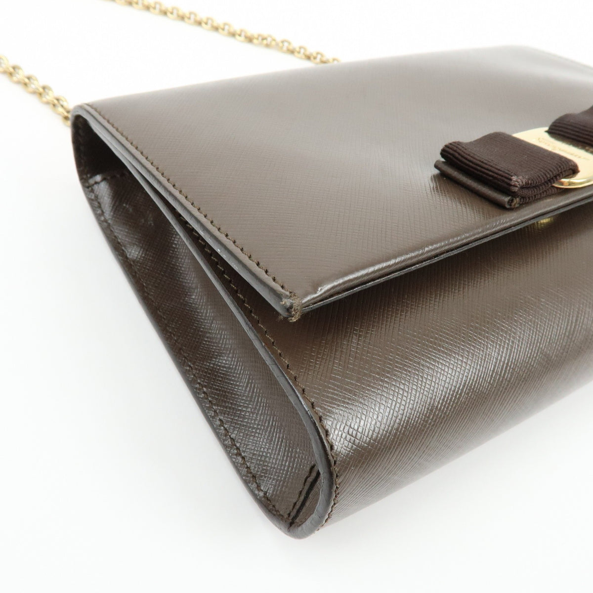 Salvatore Ferragamo Vara Bow Glitter, Brown, Leather, Crossbody Bag