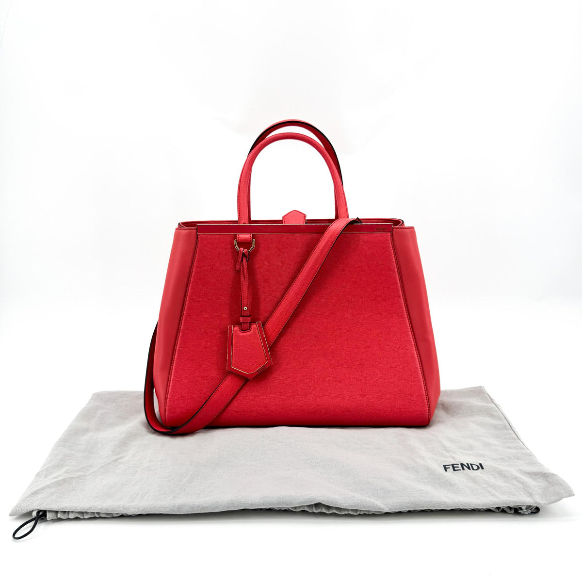 Fendi 2Jours Leather, Red, Leather, Handbag