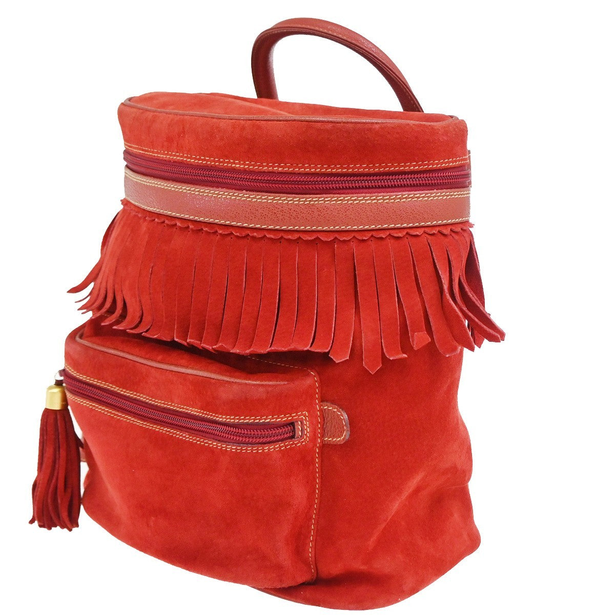 Gucci Vintage Backpack Suede, Red, Suede, Backpack