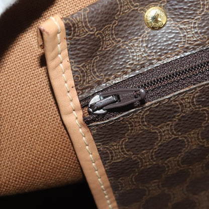 Celine Vintage Duffle Canvas and Leather, Brown, Canvas, Travel Bag