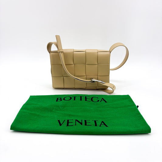 Bottega Veneta Cassette Zip Maxi Intrecciato Webbed Canvas, Beige, Other, Crossbody Bag