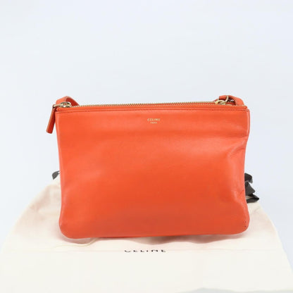 Celine Trio Leather, Orange, Leather, Shoulder Bag