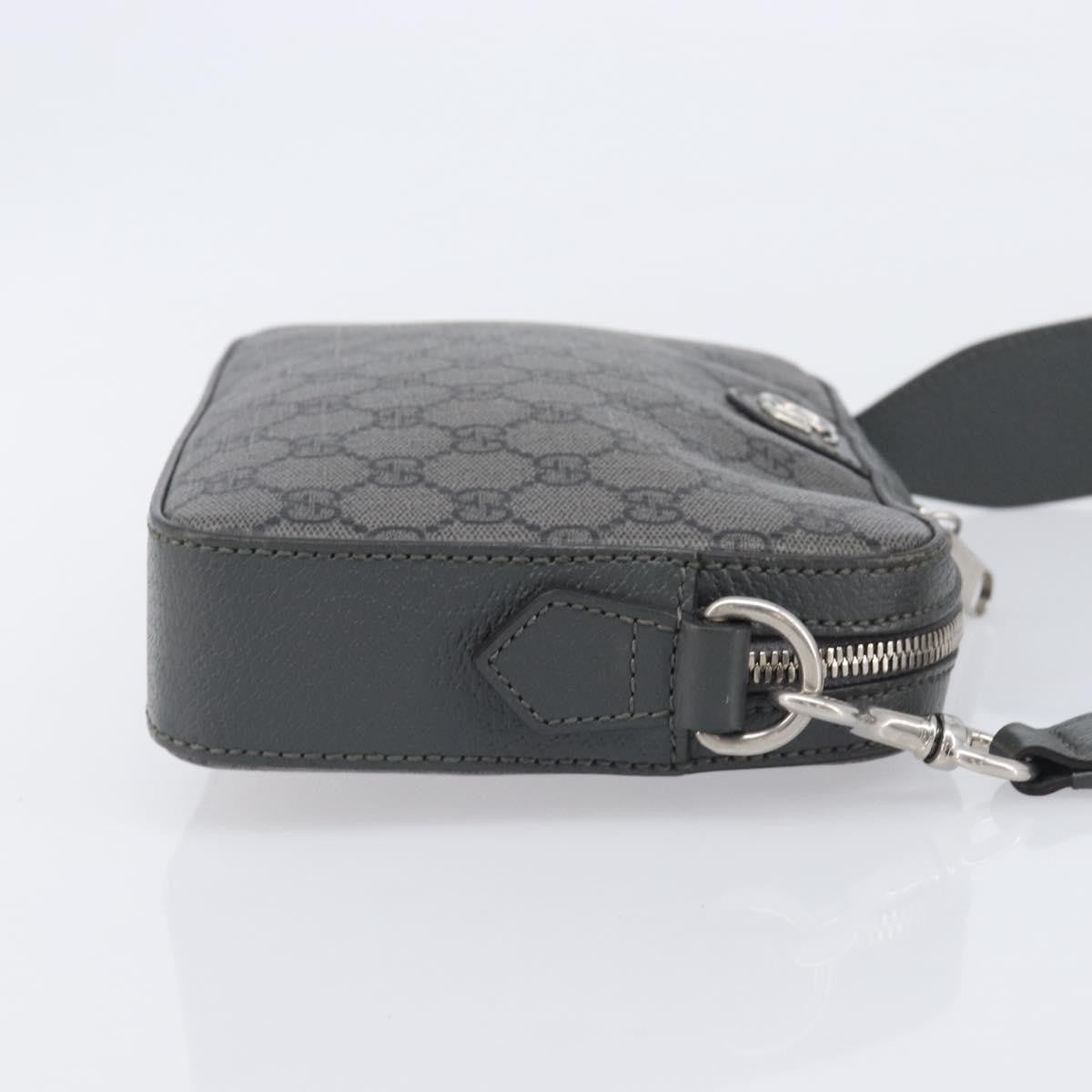 Gucci Ophidia Zip Wristlet GG Coated Canvas, Gray, Canvas, Shoulder Bag