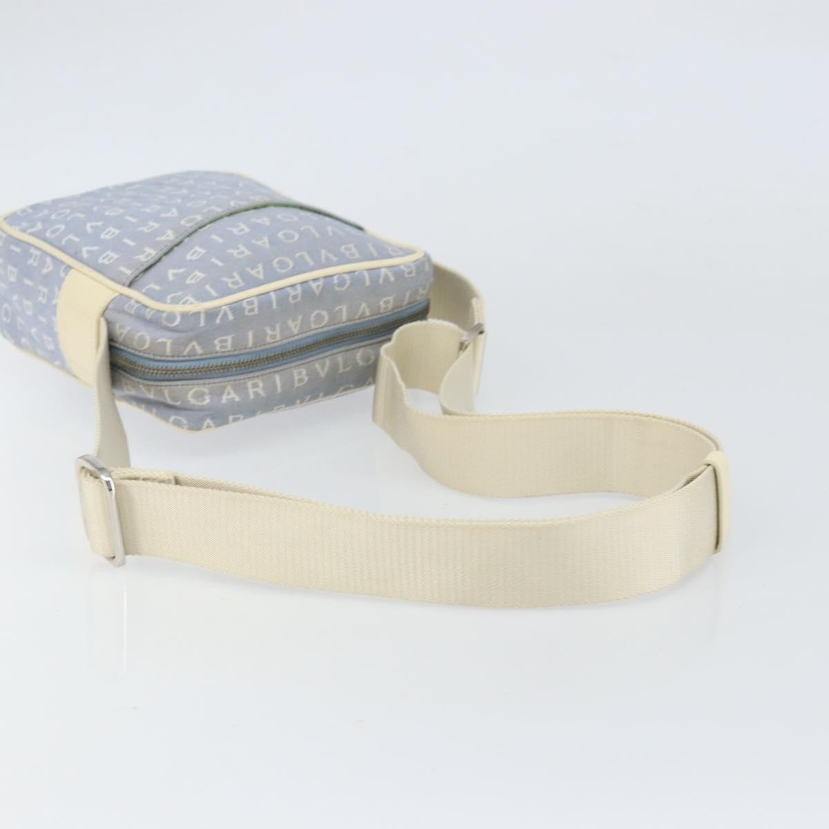Bvlgari Logomania Canvas with Leather, Blue, Canvas, Shoulder Bag
