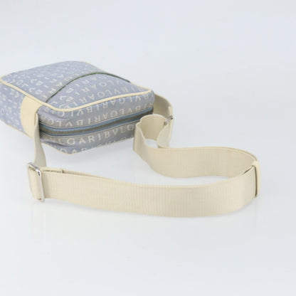 Bvlgari Logomania Canvas with Leather, Blue, Canvas, Shoulder Bag