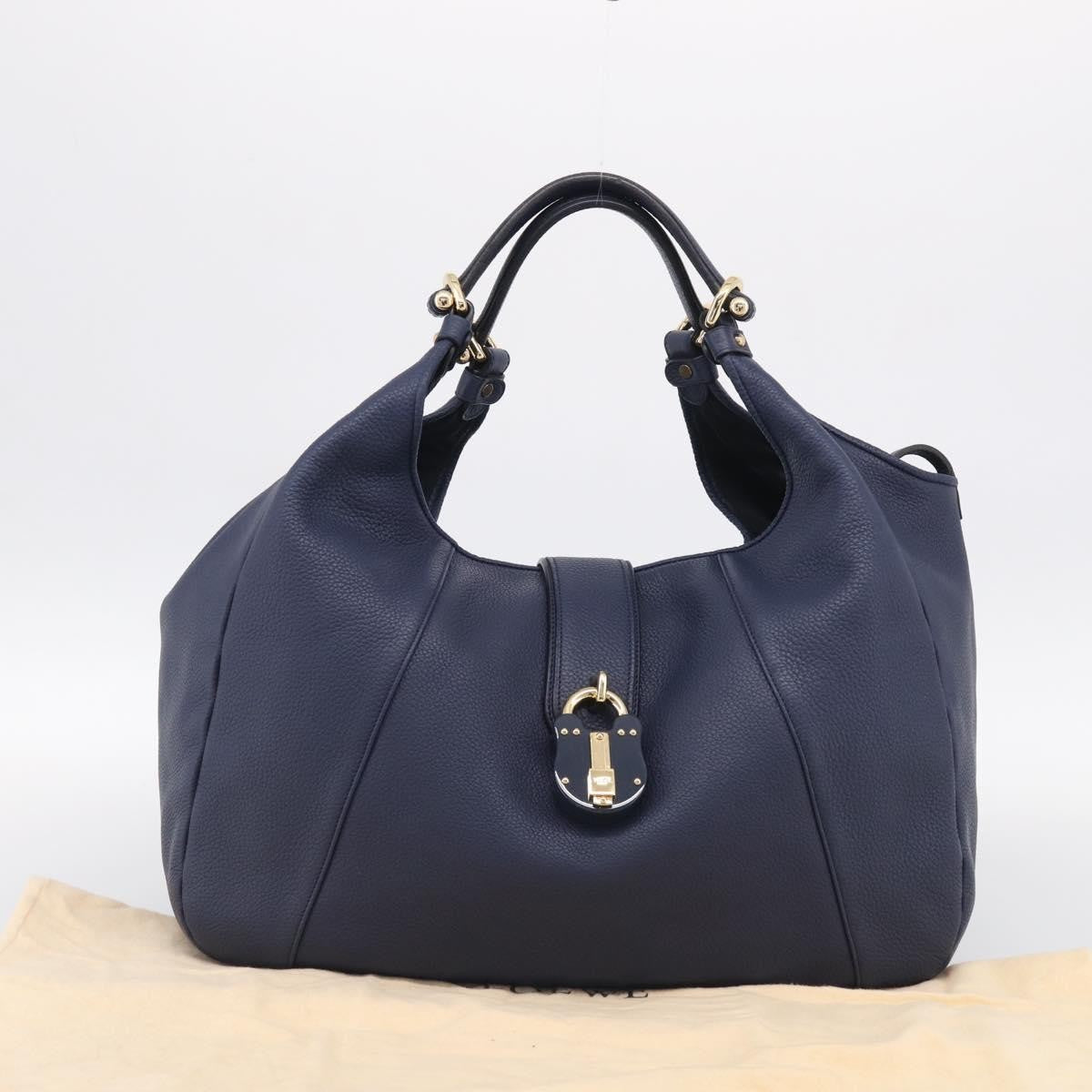 Loewe Calle Hobo Leather, Navy, Leather, Shoulder Bag