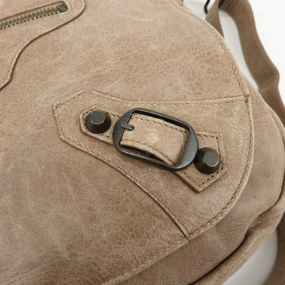 Balenciaga Classic Studs Folk Messenger Leather, Brown, Leather, Crossbody Bag