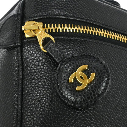 Chanel Vintage Timeless Cosmetic Case Caviar, Black, Leather, Clutch