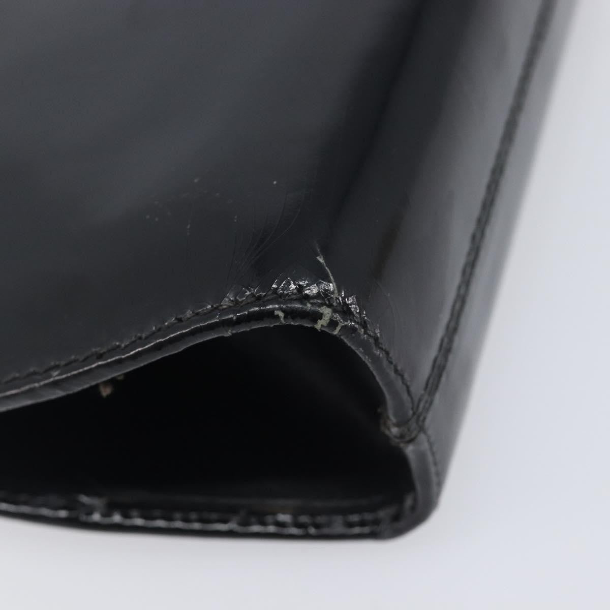 Salvatore Ferragamo Vintage Gancini Chain Patent Leather, Black, Patent Leather, Shoulder Bag