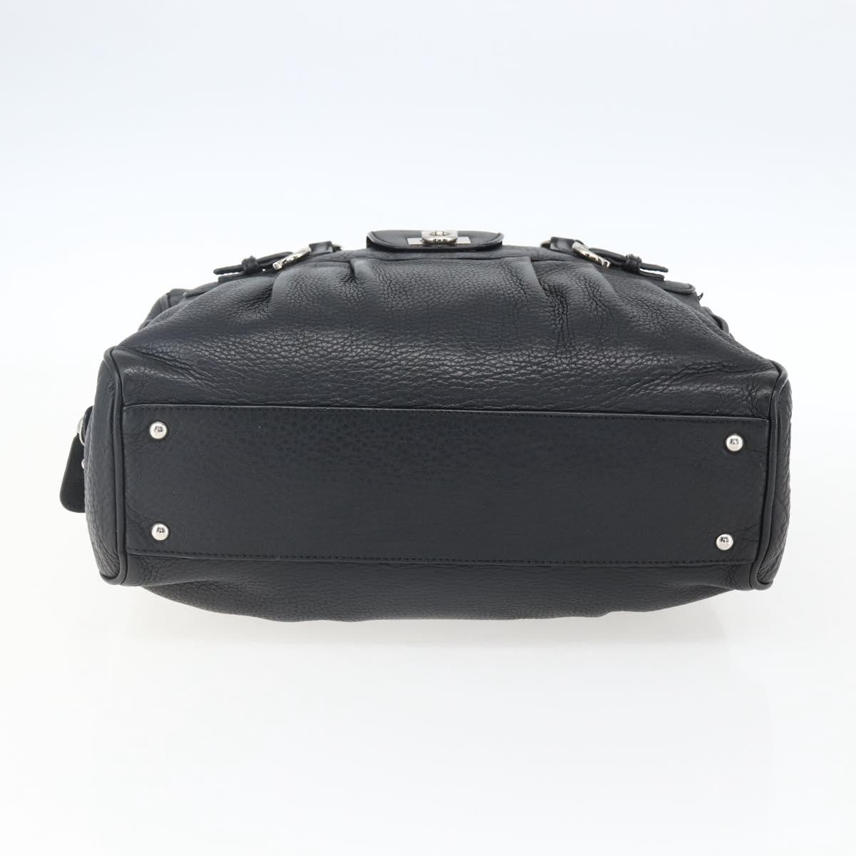 Salvatore Ferragamo Gancini Buckle Leather, Black, Leather, Shoulder Bag