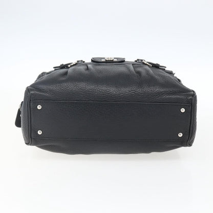 Salvatore Ferragamo Gancini Buckle Leather, Black, Leather, Shoulder Bag