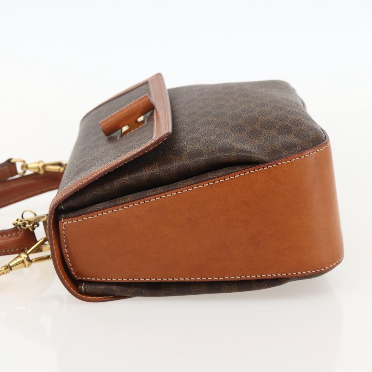 Celine Vintage Convertible Top Handle Macadam Coated Canvas, Brown, PVC, Handbag