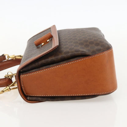 Celine Vintage Convertible Top Handle Macadam Coated Canvas, Brown, PVC, Handbag