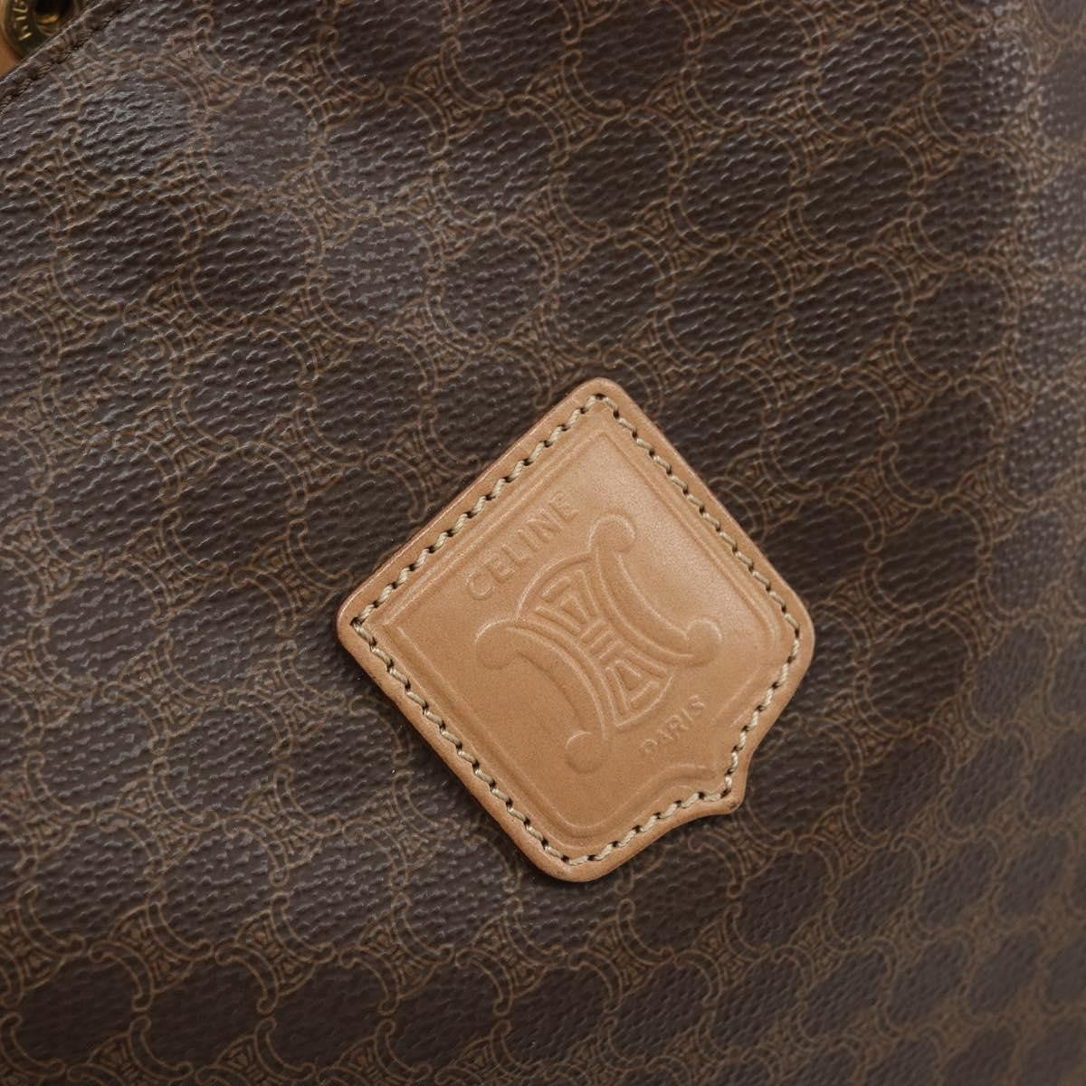 Celine Vintage Macadam Canvas and Leather, Brown, Canvas, Tote Bag