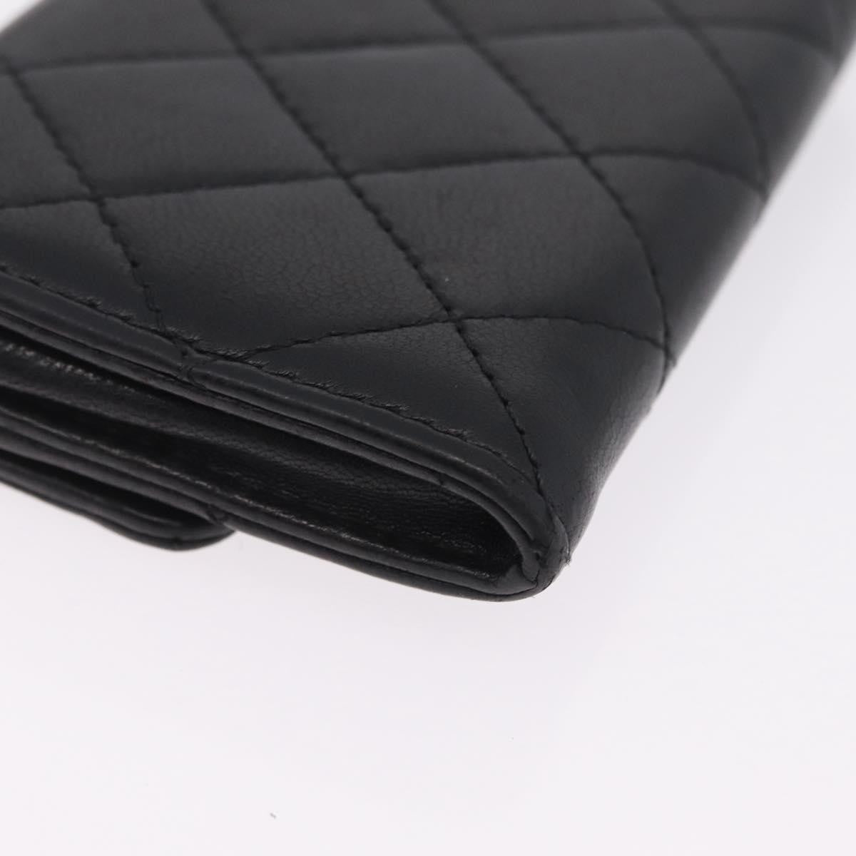Chanel CC Flap Card Case Quilted Lambskin, Black, Leather, Card Holder