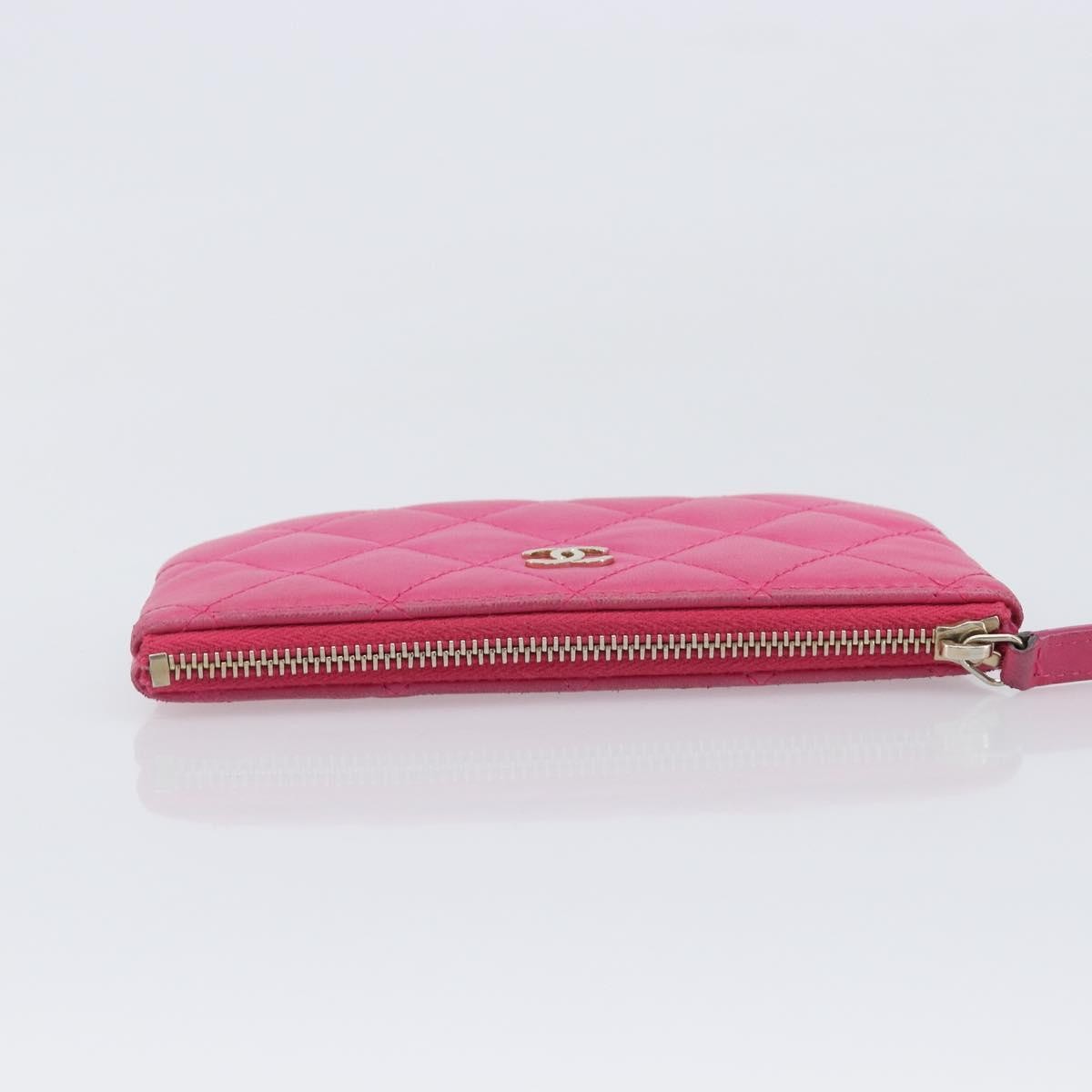 Chanel CC Zip Coin Purse Quilted Lambskin, Pink, Leather, Wallet