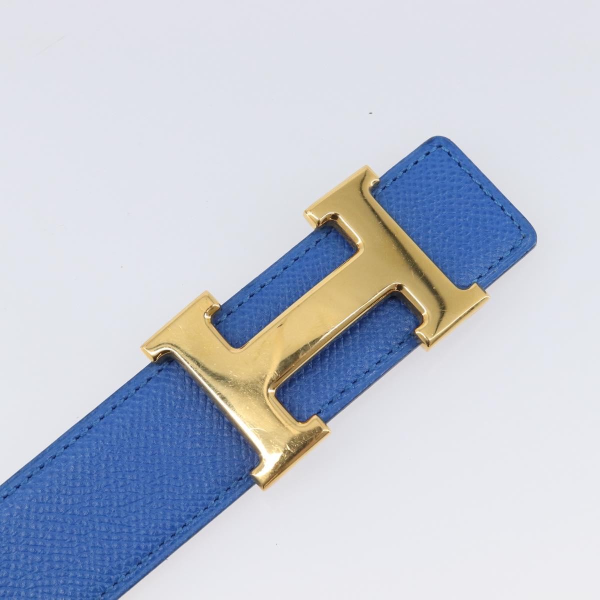 Hermes Constance Reversible Belt Leather, Blue, Leather, Belt