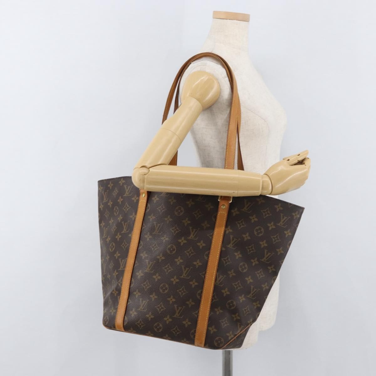 Louis Vuitton Shopping Sac Monogram Canvas, Brown, Canvas, Handbag