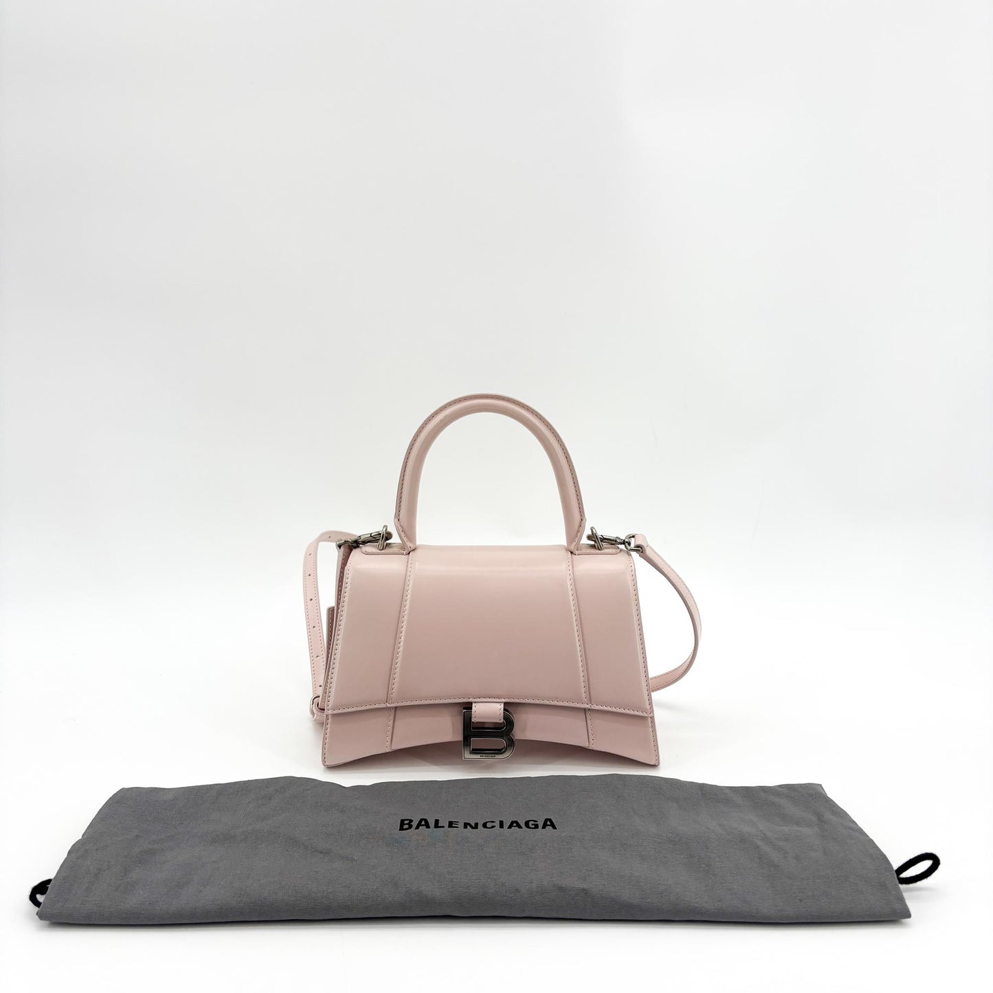 Balenciaga Hourglass Top Handle Leather, Pink, Leather, Handbag