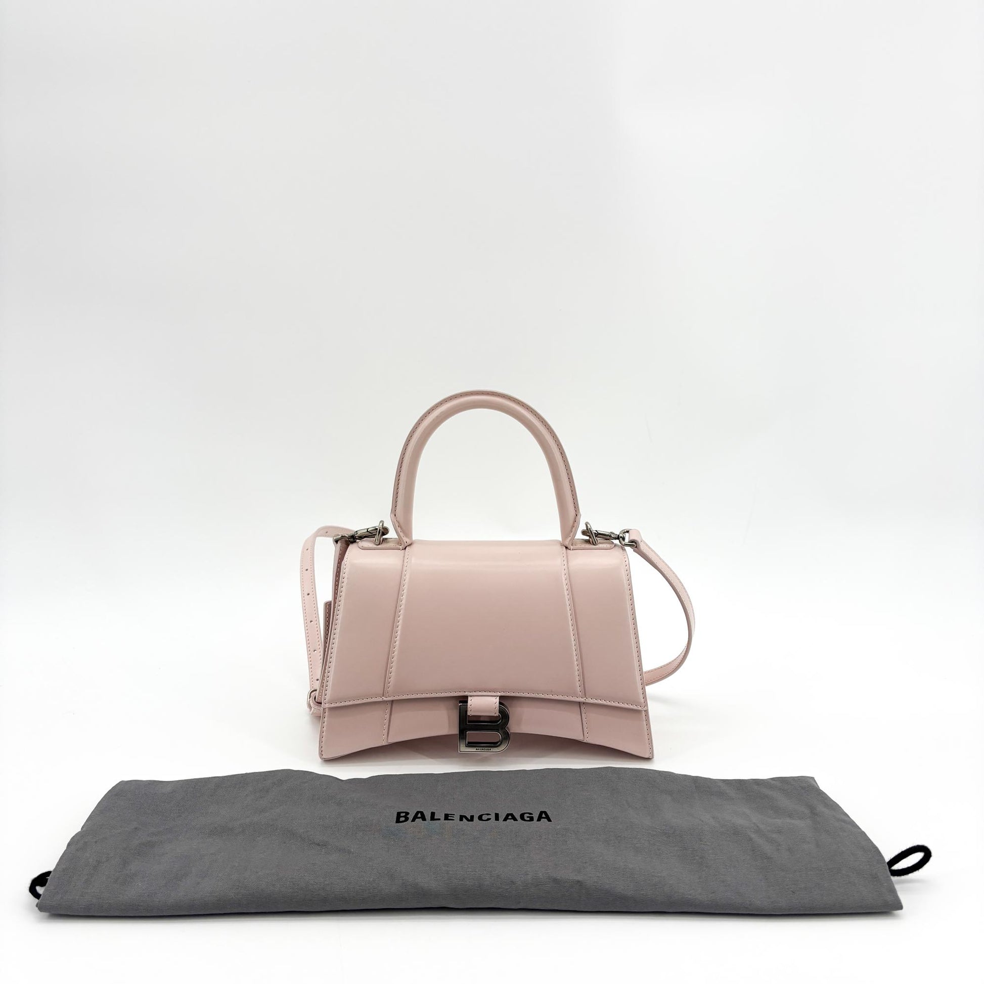 Balenciaga Hourglass Top Handle Leather, Pink, Leather, Handbag