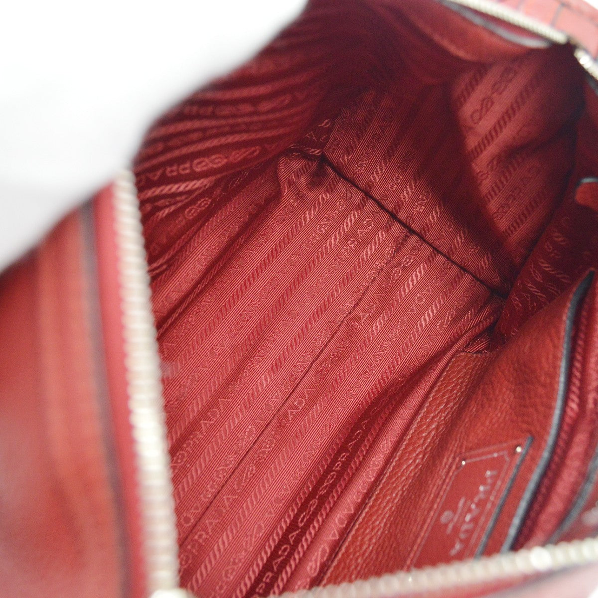 Prada Convertible Boston Vitello Daino, Red, Leather, Handbag