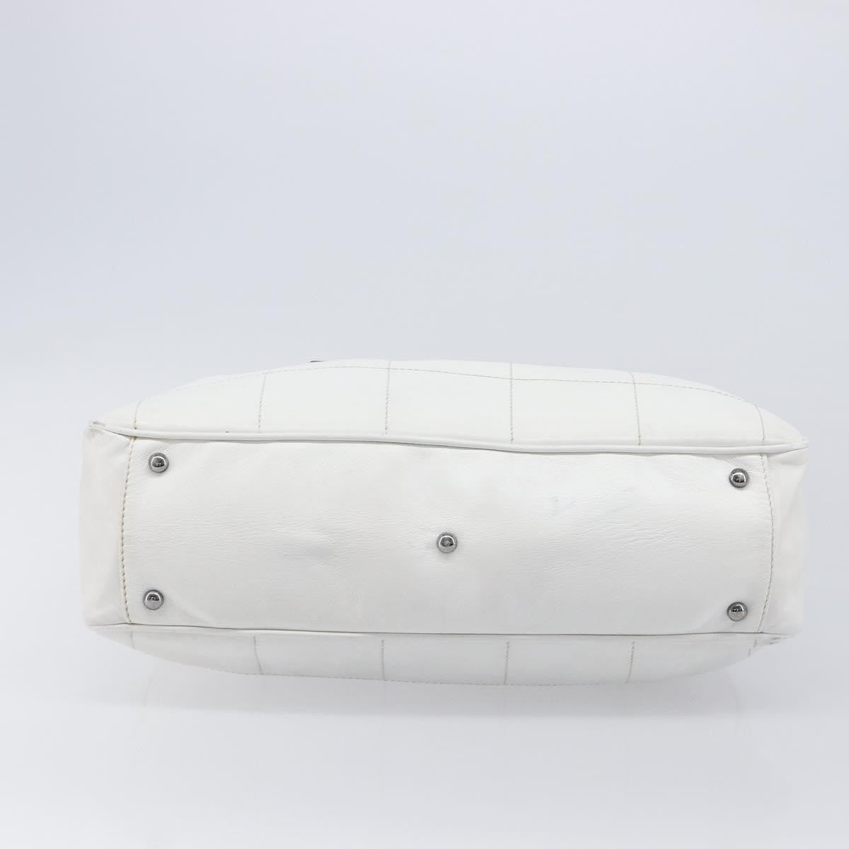 Chanel Square Stitch CC Boston Quilted Leather, White, Leather, Handbag