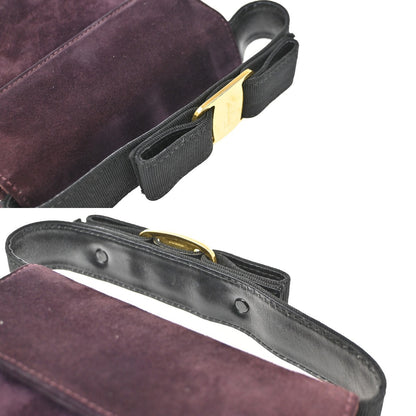 Salvatore Ferragamo Vintage Vara Bow Handle Shoulder Suede, Purple, Suede, Handbag