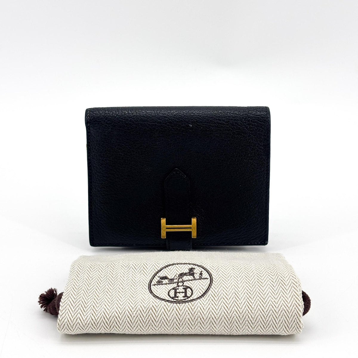 Hermes Bearn Epsom, Black, Leather, Wallet
