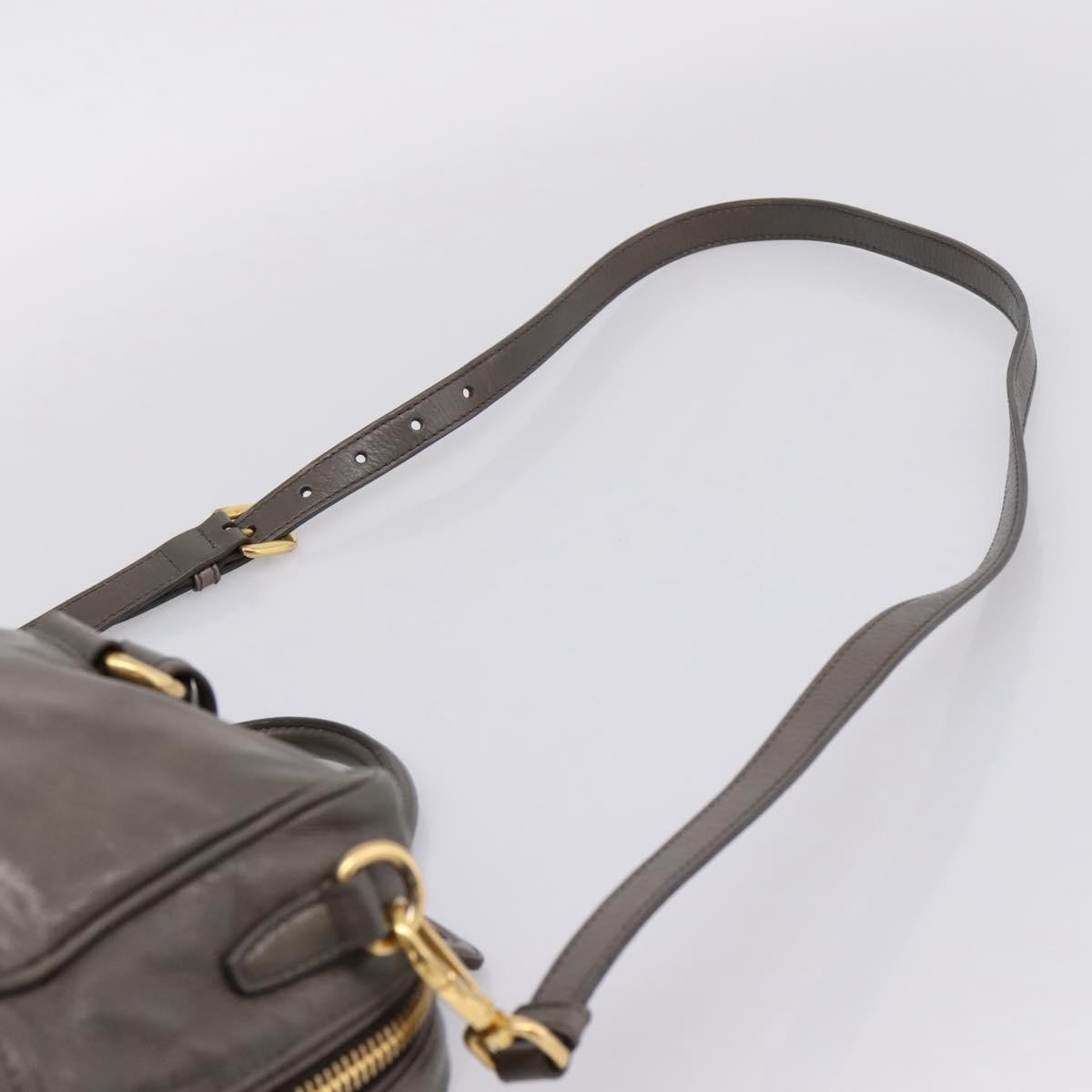 Prada Convertible Bauletto Vitello Shine, Gray, Leather, Handbag