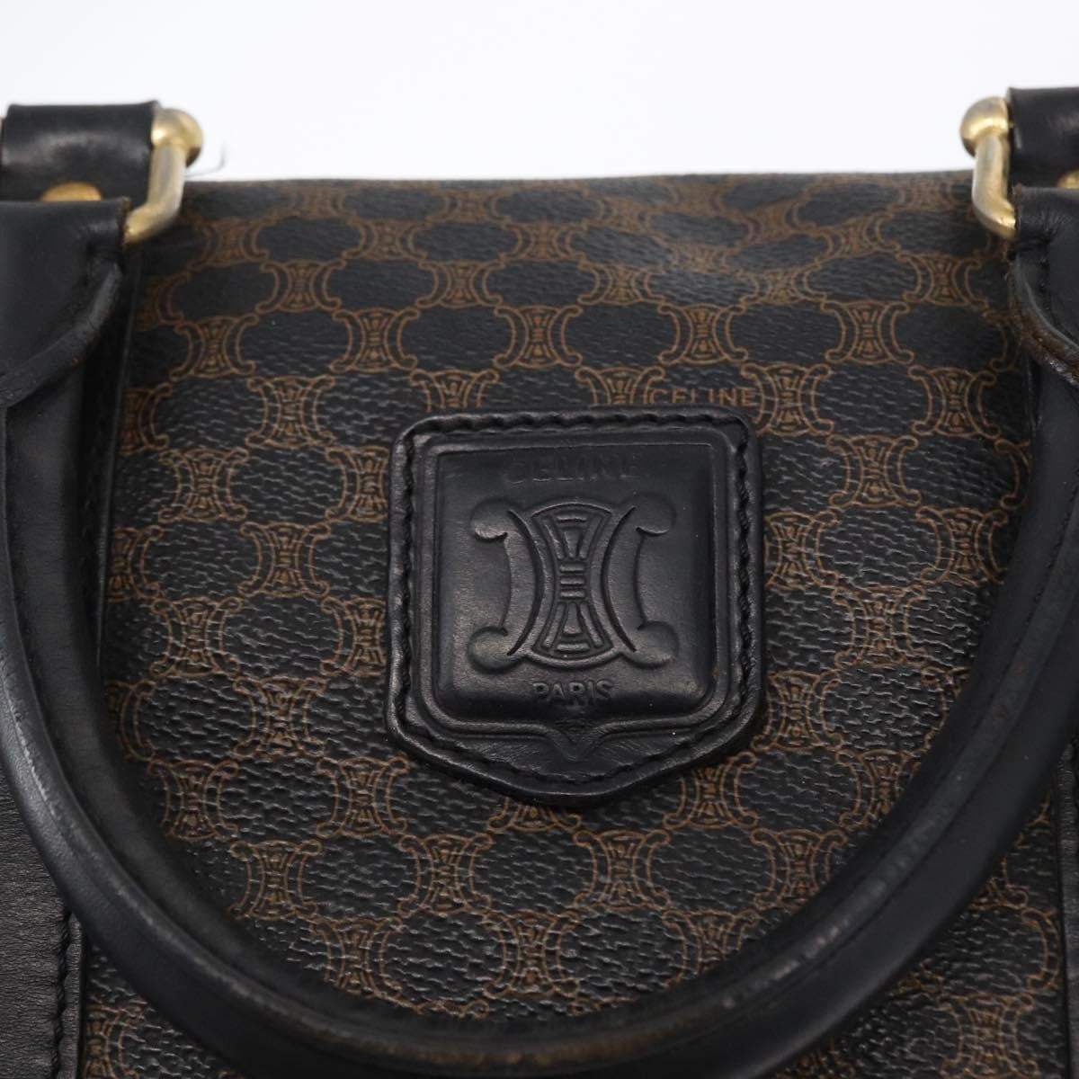 Celine Vintage Duffle Macadam Coated Canvas, Black, Canvas, Handbag
