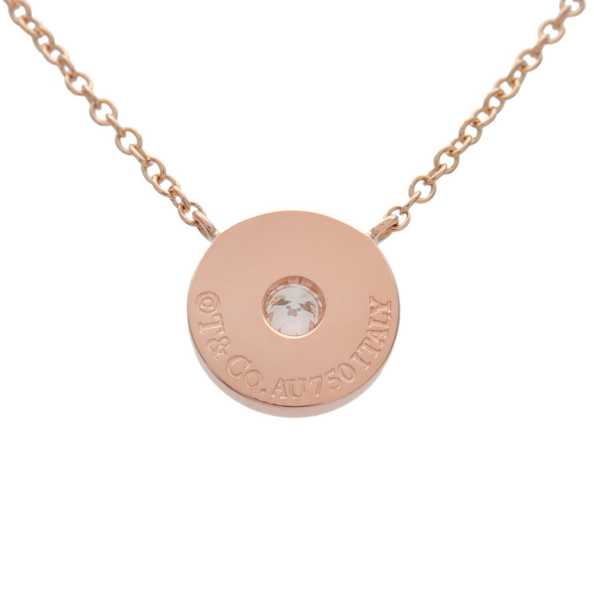Tiffany & Co. 1837 Circle Pendant 18K Rose Gold with Diamond, Gold, Rose Gold, Necklace