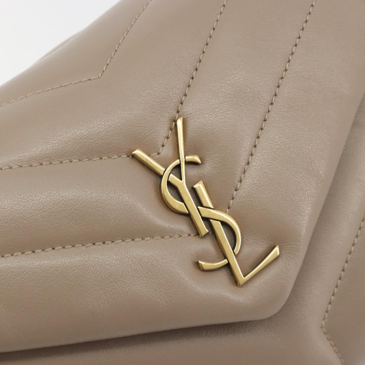 Saint Laurent Loulou Puffer Quilted Leather, Beige, Leather, Shoulder Bag