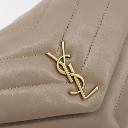 Saint Laurent Loulou Puffer Quilted Leather, Beige, Leather, Shoulder Bag