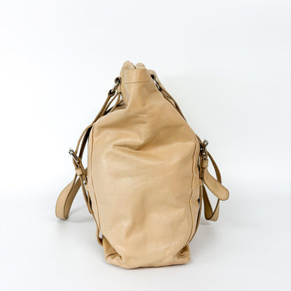 Prada Tote Vitello Daino Vitello Daino, Beige, Calfskin, Tote Bag