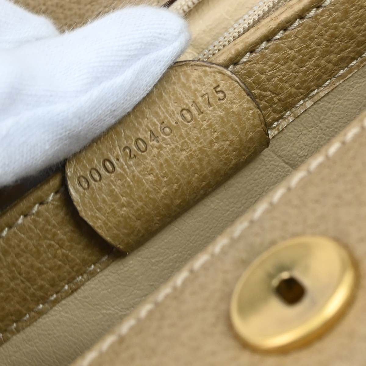 Gucci Vintage Convertible Bamboo Box Leather, Beige, Leather, Crossbody Bag