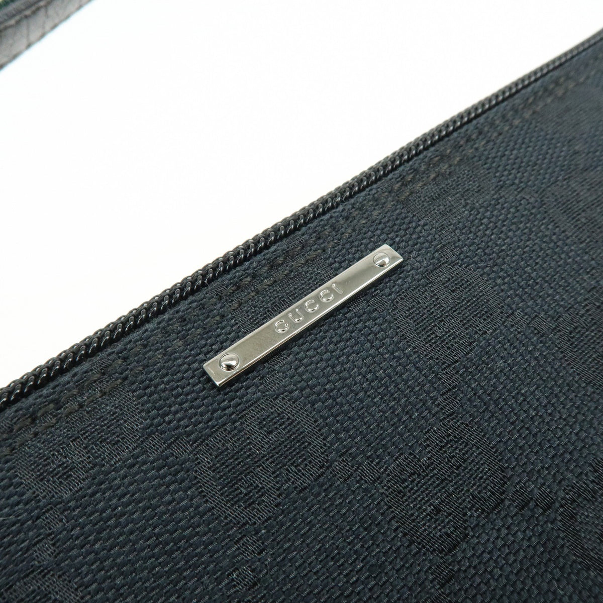 Gucci Boat Pochette GG Denim, Black, Canvas, Clutch