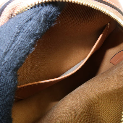 Celine Round Purse on Strap Triomphe Coated Canvas, Brown, Canvas, Crossbody Bag