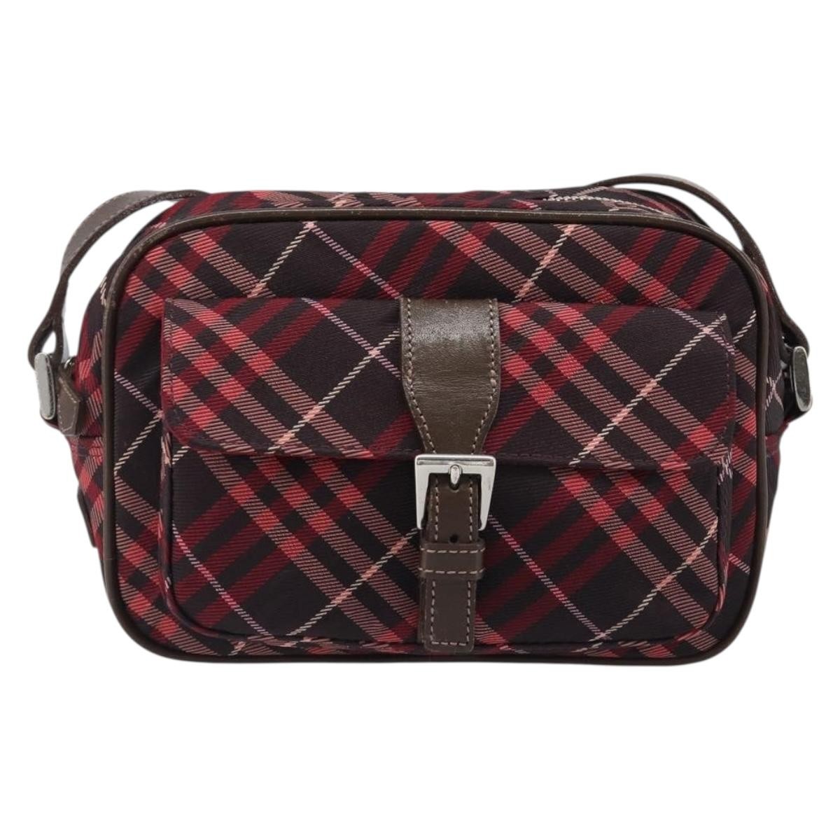 Burberry Nova Check Blue Label Nylon, Burgundy, Nylon, Shoulder Bag