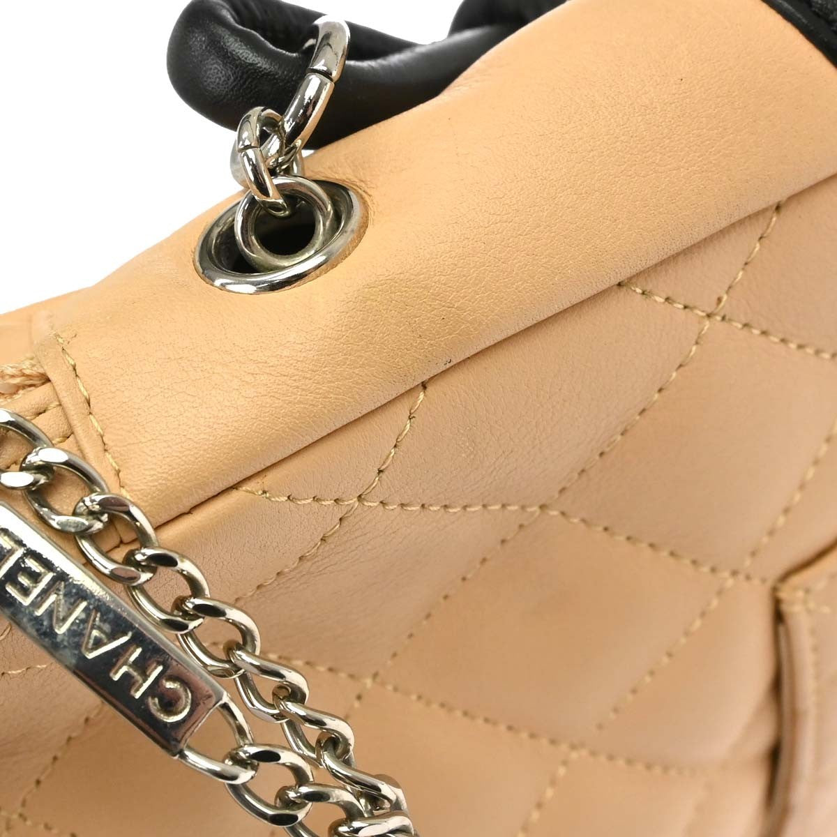 Chanel Cambon Crossbody Bag Calfskin Leather, Beige, Leather, Shoulder Bag