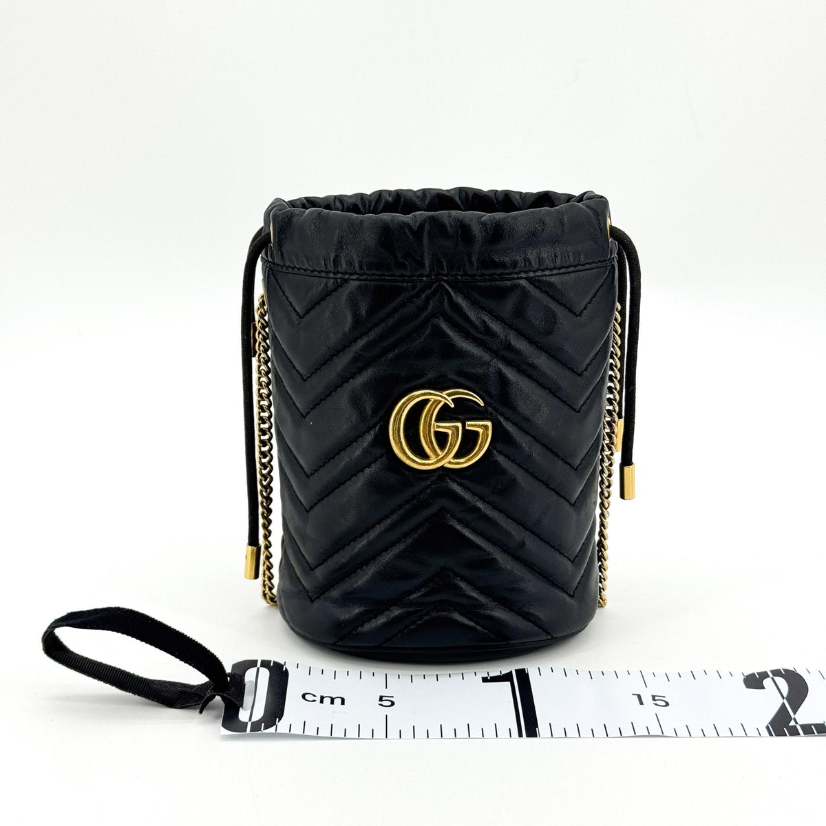 Gucci GG Marmont Bucket Matelasse Leather, Black, Leather, Handbag