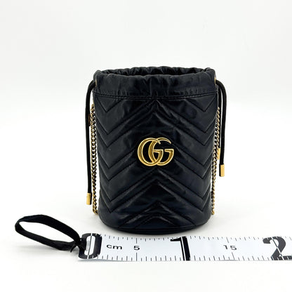 Gucci GG Marmont Bucket Matelasse Leather, Black, Leather, Handbag