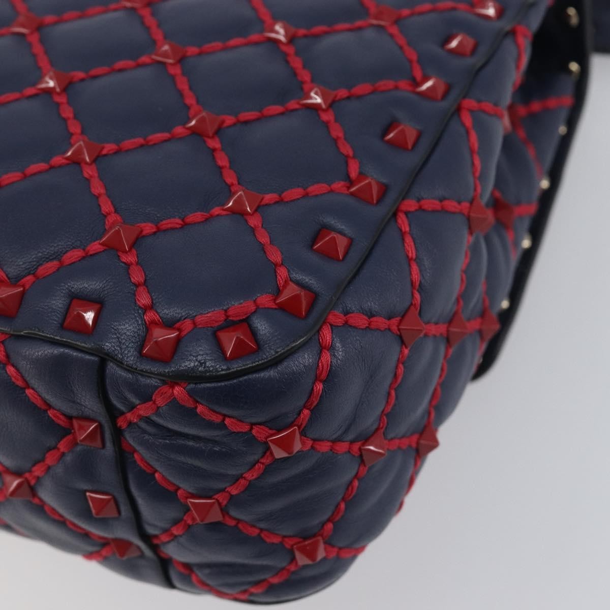 Valentino Garavani Rockstud Spike Flap Quilted Leather, Navy, Leather, Shoulder Bag