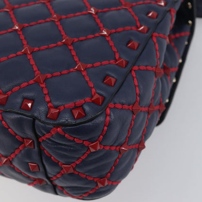 Valentino Garavani Rockstud Spike Flap Quilted Leather, Navy, Leather, Shoulder Bag