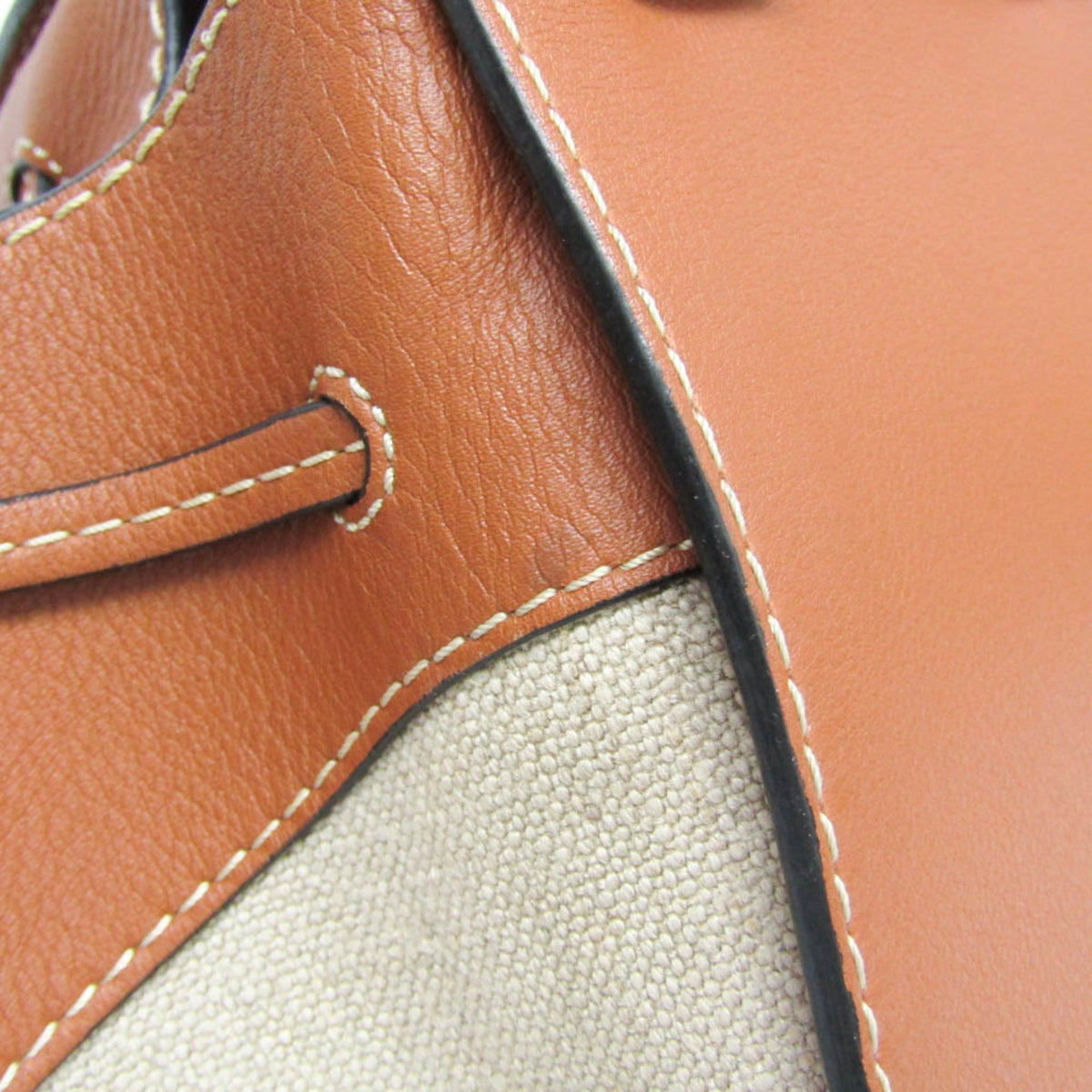 Loewe Hammock Leather and Canvas, Brown, Leather, Handbag