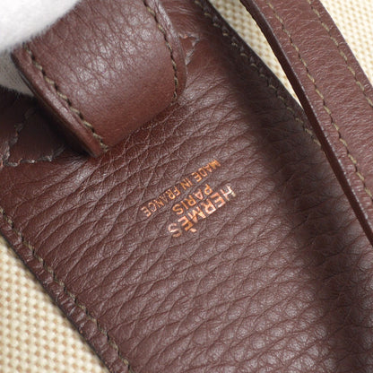 Hermes Acapulco Vanity Toile with Leather, Beige, Canvas, Handbag