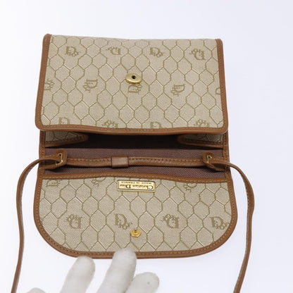 Christian Dior Vintage Honeycomb Flap Coated Canvas, Beige, PVC, Wallet